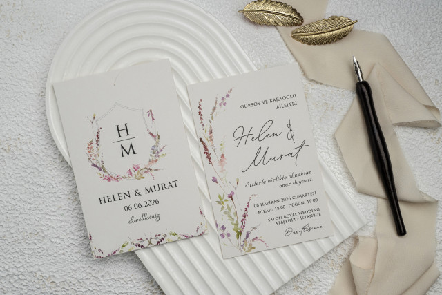 Pastel Çiçekli Davetiye