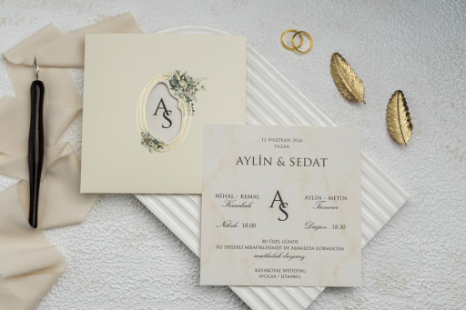 Botanik monogram davetiye