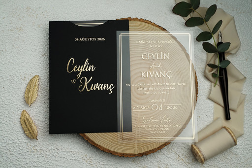 Siyah Akrilik Davetiye